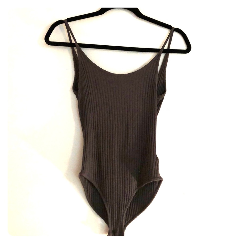 Dark grey ribbed bodysuit